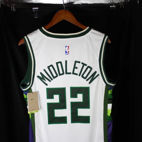 Nike #22 Khris Middleton Milwaukee Bucks Swingman City Edition jersey - Sz 48/L - Picture 3 of 10